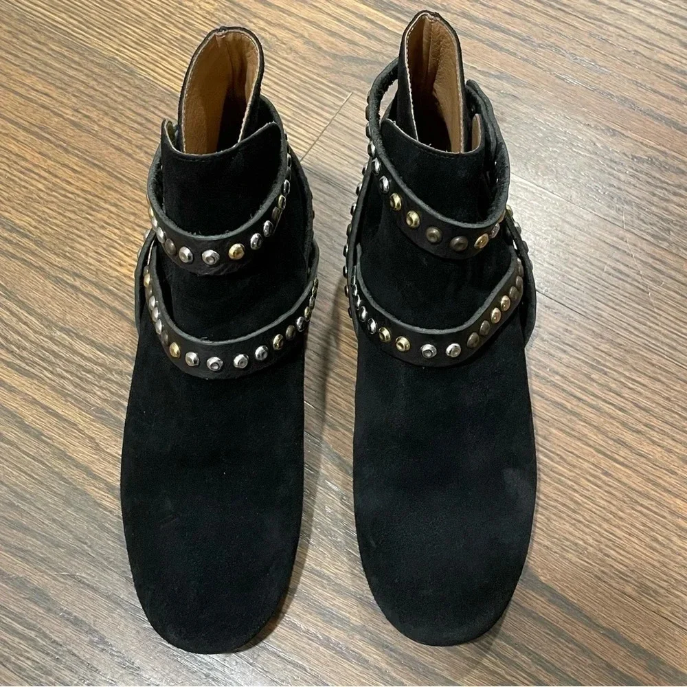 ISABEL MARANT ETOILE Hey Jude Bootie Suede Leather Studded Ankle Straps Goth - Picture 2 of 13